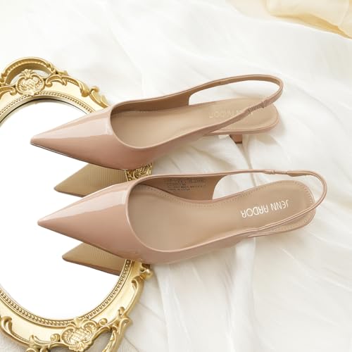Image of JENN ARDOR Slingback Heels for Women Low Heels Dress Shoes Kitten Pumps Dressy Heeled Sandals Wide Width Fashion Casual Shoes