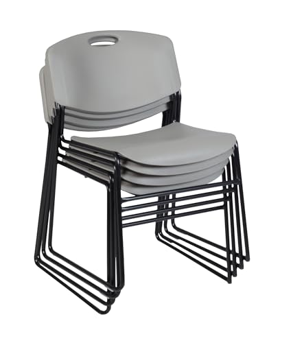 Image of Regency Kobe 48 x 24 in. Mobile T-Base Training Table- Grey, 2 Zeng Stack Chairs- Grey