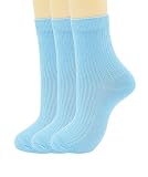 SRYL womens Super soft Combed cotton socks 3-Pairs,(Multicolor may choose) C310 (3 pairs-Light blue)