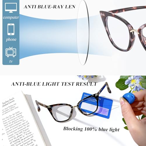 Image of Cat Eye Blue Light Blocking Glasses for Women Men, Anti-fatigue Anti UV Ray Computer Gaming Glasses