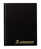 Adams Account Book, 2-Column, Black Cloth Cover, 9.25 x 7 Inches, 80 Pages per Book (ARB8002M) (2 Pack, Black)