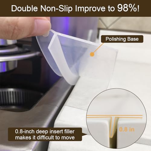 Image of Kitchen Stove Counter Gap Covers - 25 Inch Silicone Gap Filler 2pcs Clear