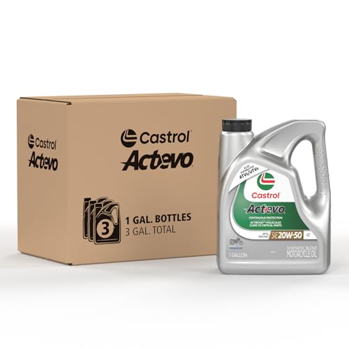 Image of Castrol Actevo 4T 20W-50 Synthetic Blend Motorcycle Oil, 1 Gallon, 3 Pack