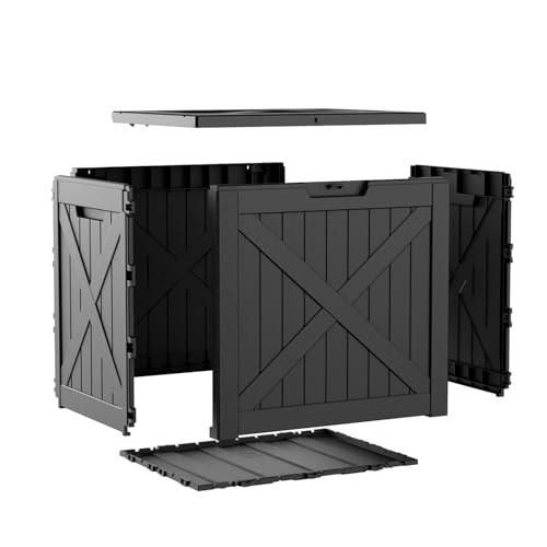 Image of 40 Gallon Outdoor Storage Box Waterproof, UV Resistant Resin Deck Box for Patio Furniture, Outside Storage Box for Garden Tools, Patio Cushions, Black