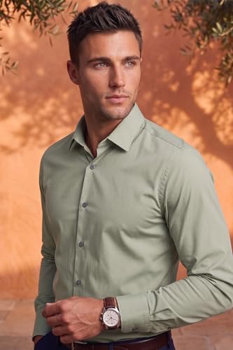 Image of Louis Philippe Men's Slim Fit Bamboo Blend Sustainable Stretch Young Formal Shirt