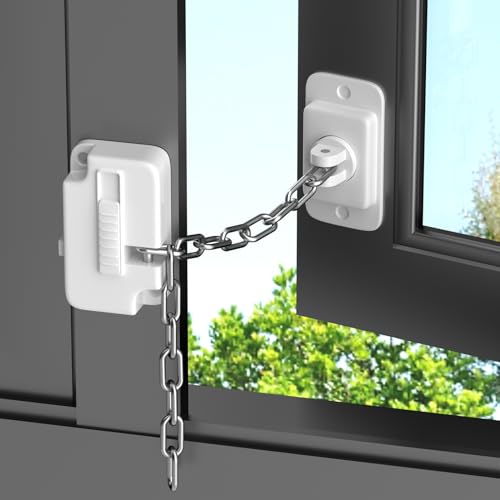 Image of Window Locks, Aosite 4pcs Window Safety Locks for UPVC, Window Restrictor Safety Locks for Child Pets Safety, Self Adhesive, Adjustable Window Lock No Drilling for Metal, Wooden, Sliding Window