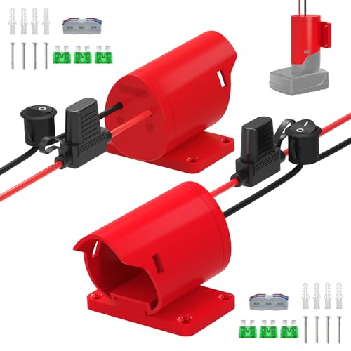 Haseed 2-Pack Power Wheel Battery Adapter Compatible with Milwaukee 12V Battery Adapter with Switch 30Amp Fuse 12AWG Wire & Wire Terminals for DIY RC Cars Ride On Vehicles Robot
