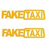 Fake Taxi Funny Car Sticker JDM Drift Race Vinyl Sticker Decal x2 (Yellow)