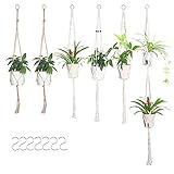 Viesap Macrame Colgante, 6PCS Colgador De Macramé para Plantas, Macrame Colgante Exterior y Interiore, Colgador para Plantas Soporte De Macetas con 7 Ganchos, Macramé Perchas De Plantas para Decor.
