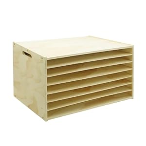 13″x20″ Wooden Construction Paper Organizer, 7 Tier Larger Size Literature Organizer with Adjustable Shelves Letter Mail Tray Craft & Stamp Stackable Cardstock Storage Rack for Home Office Classrooms