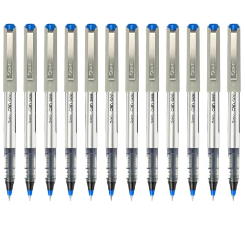 Image of OHTO Can See 0.5mm Rollerball Pen - Blue Ink, Fine Tip, Pack of 12 | Made in Japan | Smooth Writing Japanese Pen for Office, Meetings, Journaling & Exams