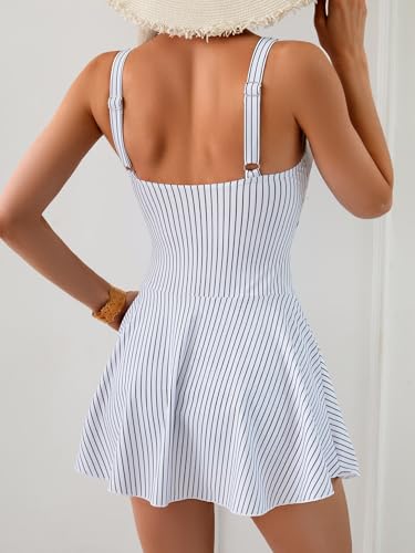 Image of Eomenie One Piece Swimdress Swimsuits for Women Tummy Control Swim Dresses Skirt Bathing Suit
