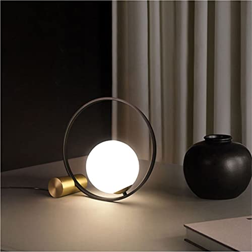 Kco Lighting Modern Glass Globe Table Desk Lamp Round Nightstand Lamp With Metal Base Brass Finished Reading Light For Bedroom Bedside Office Living Room #TOP2
