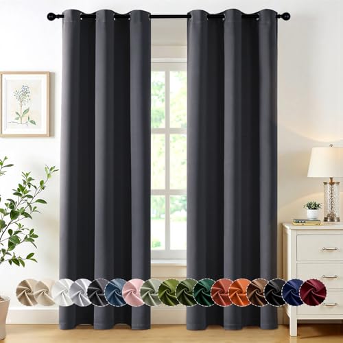 MIULEE Dark Grey Blackout Curtains 72
