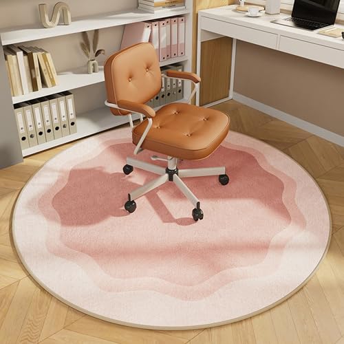 XIEMINLE Round Chair Underlay, Non-Slip Office Chair Mat for Home Office, Desk Floor Mat for Hardwood Floor, Computer Chair Rug Gaming Chair Mat, Floor Protector Mat (100x100cm,Pink)