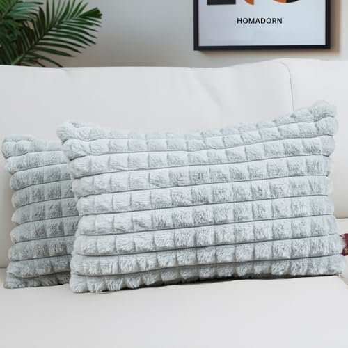 Image of HOMADORN Luxury Plush Fur Reversible Cushion Cover Ultra Soft & Cozy (Pack of 2)