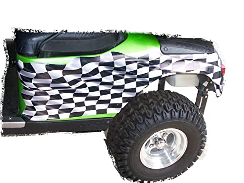 Golf Cart Checkered Flag Rear Half Wrap Graphics FIT All