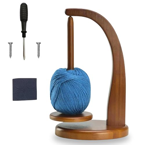 Desenrollador de Lana, Carrete de Lana Giratorio, Porta Ovillos de Lana, Bobinador Magnético, Bobinador de Lana de Madera, para Ganchillo y Tricot Accesorios Regalos(Color Retro)