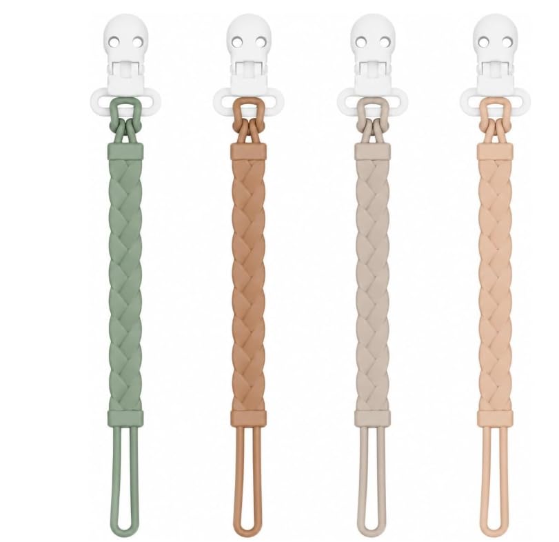 DOUUCO 4 Pack Silicone Dummy Clips for Newborns BPA Free Pacifier Clips