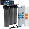 AMI Essential Whole House Water Filter System - 3 Stage High Capacity Filters to Remove Sediment, Rust, Chlorine, Chloramine, Dirt and Chemicals. Three 4.5 x 20 Filter Cartridges.