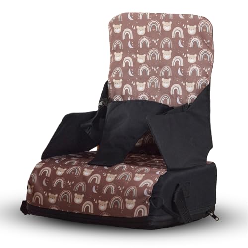 Kinder Valley Travel Booster Seat - Toddler Booster Dining Seat with Adjustable Safety Straps, Transforms into a Carry Bag, Portable, Lightweight, Compact & Durable Travel Highchair | (Bear)