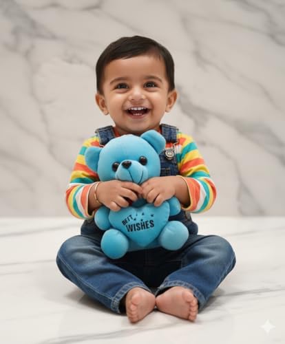 Image of Cute Plush Teddy Bear with Heart | Soft Stuffed Toy for Kids & Adults for Birthdays, Valentine's Day & Special Occasions (Color Will be Sent as per Availability in Stock)