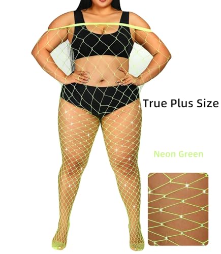 Image of Plus Size Fishnet tights Glitter stockings Sparkly Pantyhose Leggings for women-Big Mesh