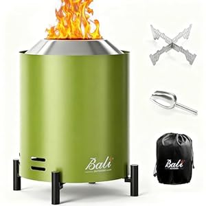 BALI OUTDOORS 6.5 inch Tabletop Fire Pit Round, Stainless Steel Table Top Firepit Small, Outdoor Smokeless Firepit Portable, Green