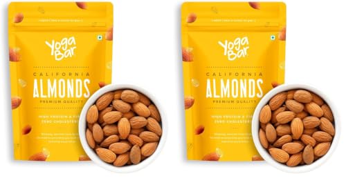 Image of Yogabar Premium California Almonds 500g|Badaam|100% Natural Crunchy Badam Giri|Nuts & Dry Fruits|Rich in Protein, Fibre, Vitamin E, Magnesium & Calcium|Healthy Snacks|Dry Fruit Gift Pack (Pack of 2)
