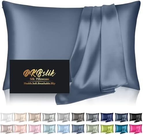 Silk Pillowcase for Hair and Skin, Mulberry Silk Pillow Cases Standard Size, Anti Acne Cooling Sleep Both Sides