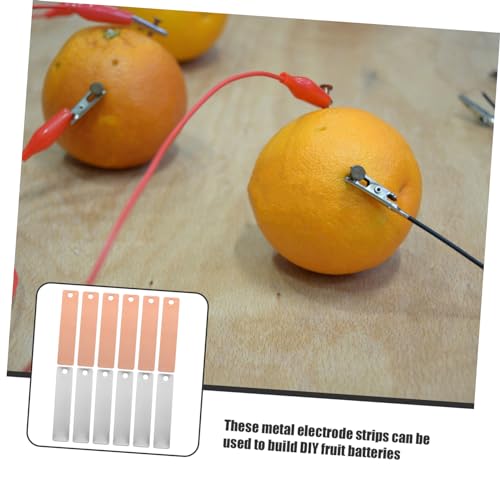 Healeved 12 Stück Anodenblech Set Kupfer Und Zinkes Elektrodenstreifen FüR DIY Obstbatterie Wissenschaftliche Experimente Lehren Lernen 1.57X0.35X0.08In