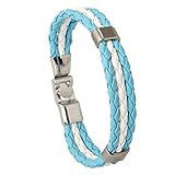Aspcsmomt Flag Coloring Woven Leather Bracelet,PU Wrap Bangle with Alloy Clasp,National Cuff Rope Wr