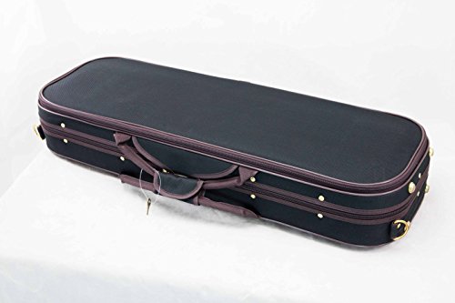 Sky Vncqf24-4/4 Violin Oblong Case Lightweight With Hygrometer, Black/Brown Khaki Color #TOP2