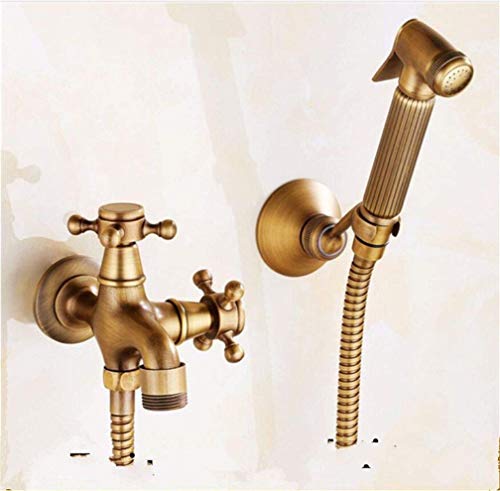Robinet douche bidet en laiton antique brossé durable pour WC chic