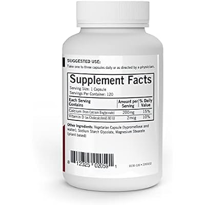 Kirkman's purest Calcium 200 mg - Hypoallergenic 120 Vegetarian Capsules - Gluten and Casein Free
