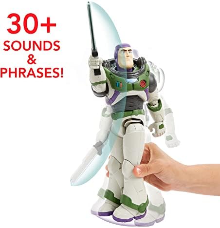 Disney and Pixar Lightyear Toys, Talking Buzz Lightyear 12 Inch Action Figure with Motion, Light and Sound, Laser Blade Action 4 41VPmb+8rIL. AC