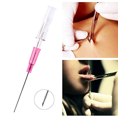 Piercing Needles, 10pcs Ear Nose Piercing Needles IV Catheter Needles for Piercing Sterilised Body (20G-1)
