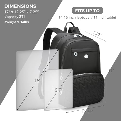 Swissdigital Design Women's Laptop Backpack, 15.6 Inch Slim Commuter Bag with RFID Protection & USB-C Charging Port - Lightweight 20L College Bookbag for Travel & Work, Black (SD1711-01) — view 4