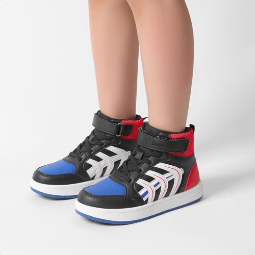 DREAM PAIRS Boys Girls Sneaker High Top Basketball Shoes Kids LilLegends JuniorFly Jumpers Sports Shoes for Athletic School Gym,Size 13 Little Kid,Blue/Black/Red,SDFS2422K