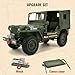 Remote Control Truck Off Road - 4x4 1/10 Scale Willys Army Rock Crawler RC Truck with Winch&Car Cover, 40Mins Play Time All Terrain Offroad RC Car, Military Vehicle Toys for Boys, Radio Controlled Car