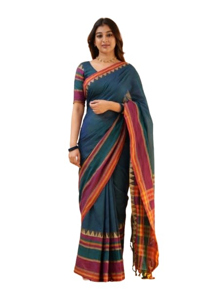 rivaasa be ethnic stay unique Women Soft Silk Saree with Contrast Border & Blouse Piece Elegant Ethnic Saree for Women-picture-54