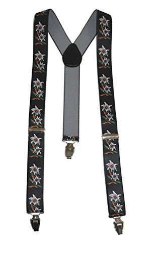 Karneval-Klamotten Hosenträger Oktoberfest schwarz Edelweiß Karneval Oktoberfest Herren Hosenträger Cover