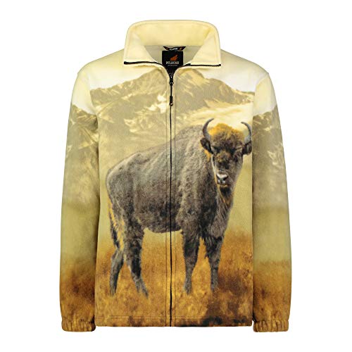 TrailCrest Men's Women's Sweater Jacket Full Zip Fleece American Bison Sweatshirt Wildkind