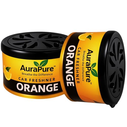 Aurapure Orange Organic Car Perfume | Long-Lasting Luxury Car Air Freshener Gel for Dashboard, AC Vent & Interior | Natural Aroma Diffuser Eliminates Odour | Premium Car Accessory for Fresh Fragrance