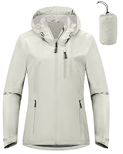 Outdoor Ventures Packable Rain Jacket Women Lightweight Waterproof Raincoat with Hood Cycling Bike Jacket Windbreaker
