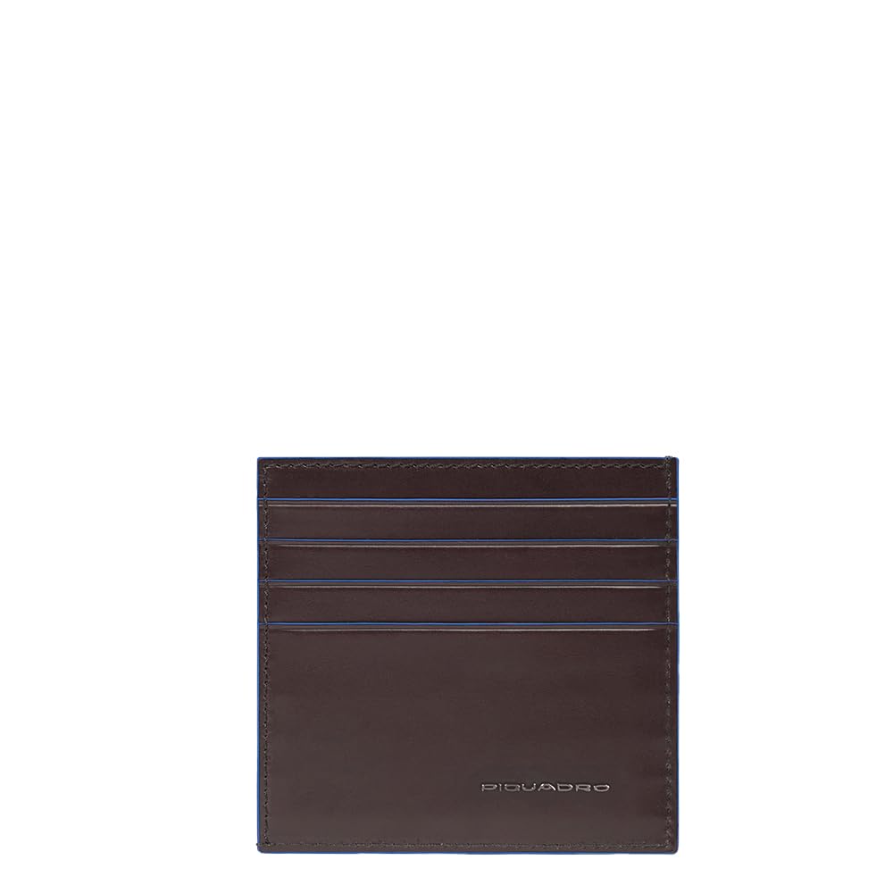 PIQUADRO – Portacarte di Credito Blue Square – in Pelle – Protezione RFID, 8 fessure per carte e 1 comparto interno – Colore Mogano – Unisex