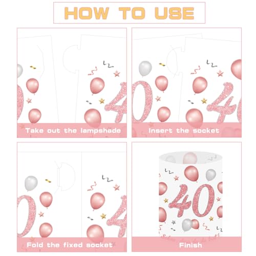 12 Windlicht-Tischdekoration zum 40. Geburtstag - Rosegold, Schön dass Du da bist - Partydekoration für Teelichter oder Kerzen, Happy Birthday