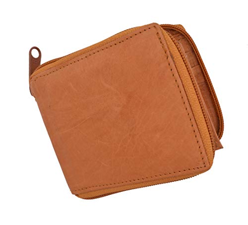 Marshal Genuine Leather Men's Zipper Zip-Around Organizer Bifold Wallet Black Brown Tan!4