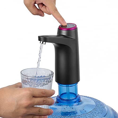 A. docarple water bottle pump-water pump for 5 gallon bottles-USB rechargeable automatic drinking water pump with reusable splash-proof cap