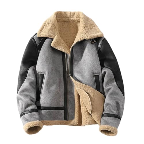 Abrigos de lana de piel sintética para hombre, de forro polar, cálido, para motocicleta, parka gruesa, 1, 3XL